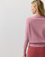 Load image into Gallery viewer, Kit Crewneck Sweater in Heather Cherry Cashmere
