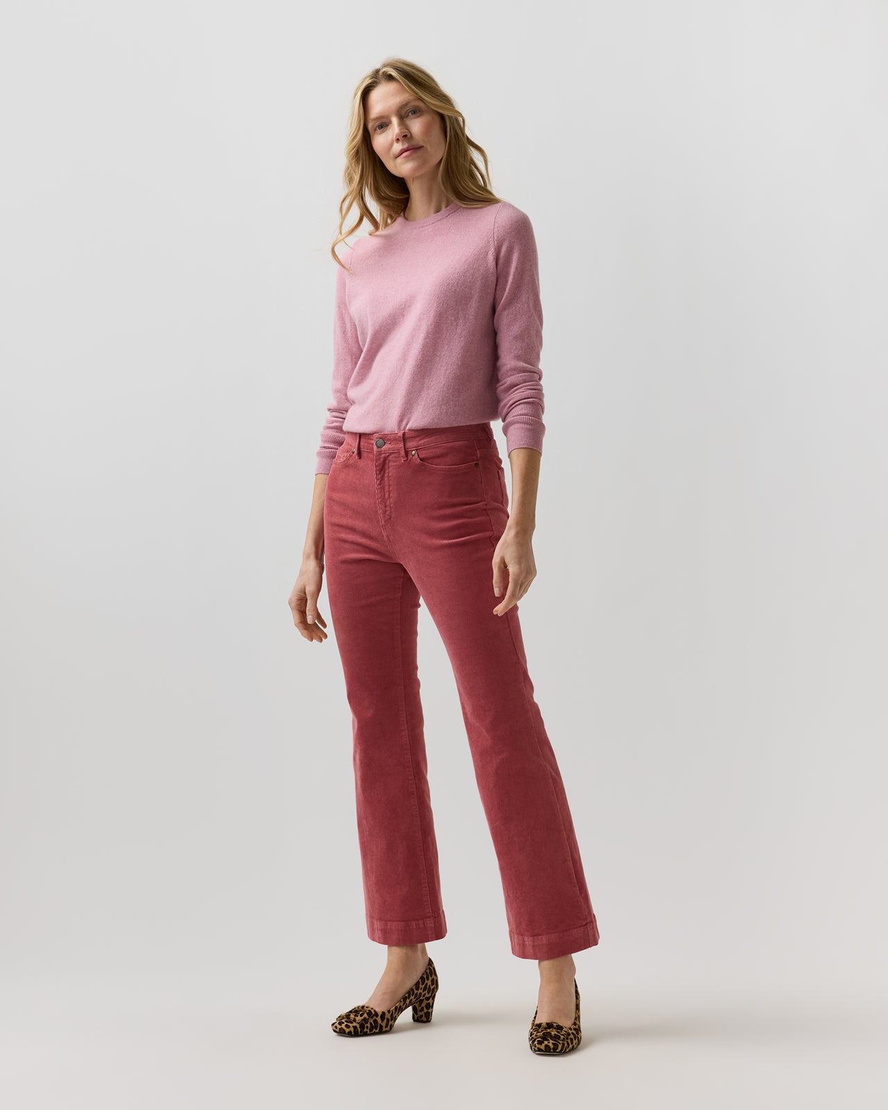 Kit Crewneck Sweater in Heather Cherry Cashmere