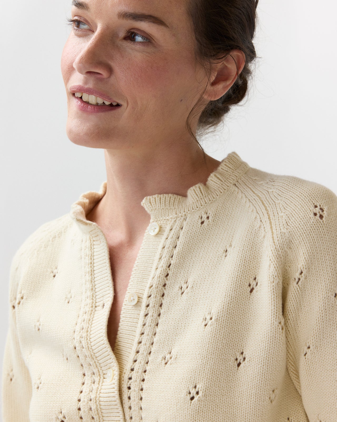 Minna Cardigan in Cream Cotton/Cashmere