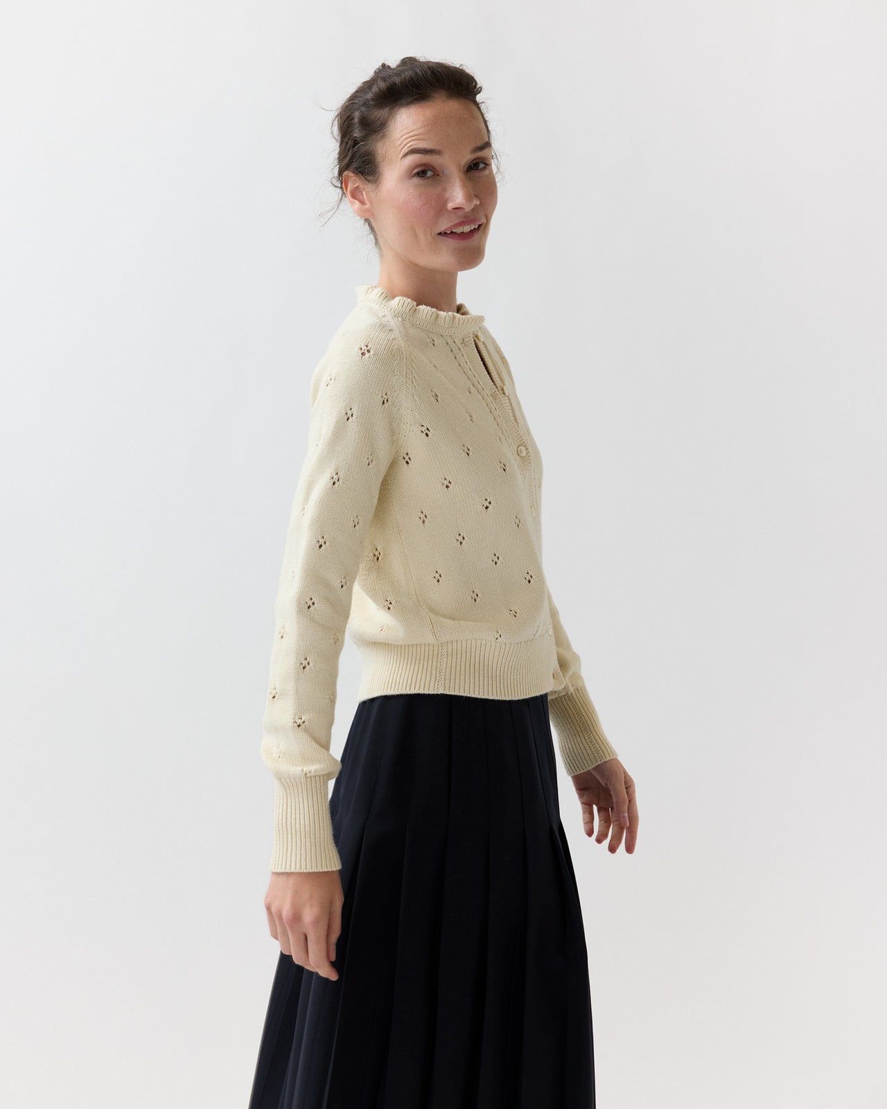 Minna Cardigan in Cream Cotton/Cashmere