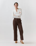 Load image into Gallery viewer, Long-Sleeved Nia Ribbed Henley in Ivory Cotton/Silk
