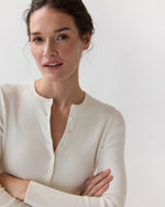 Load image into Gallery viewer, Long-Sleeved Nia Ribbed Henley in Ivory Cotton/Silk

