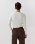 Load image into Gallery viewer, Long-Sleeved Nia Ribbed Henley in Ivory Cotton/Silk
