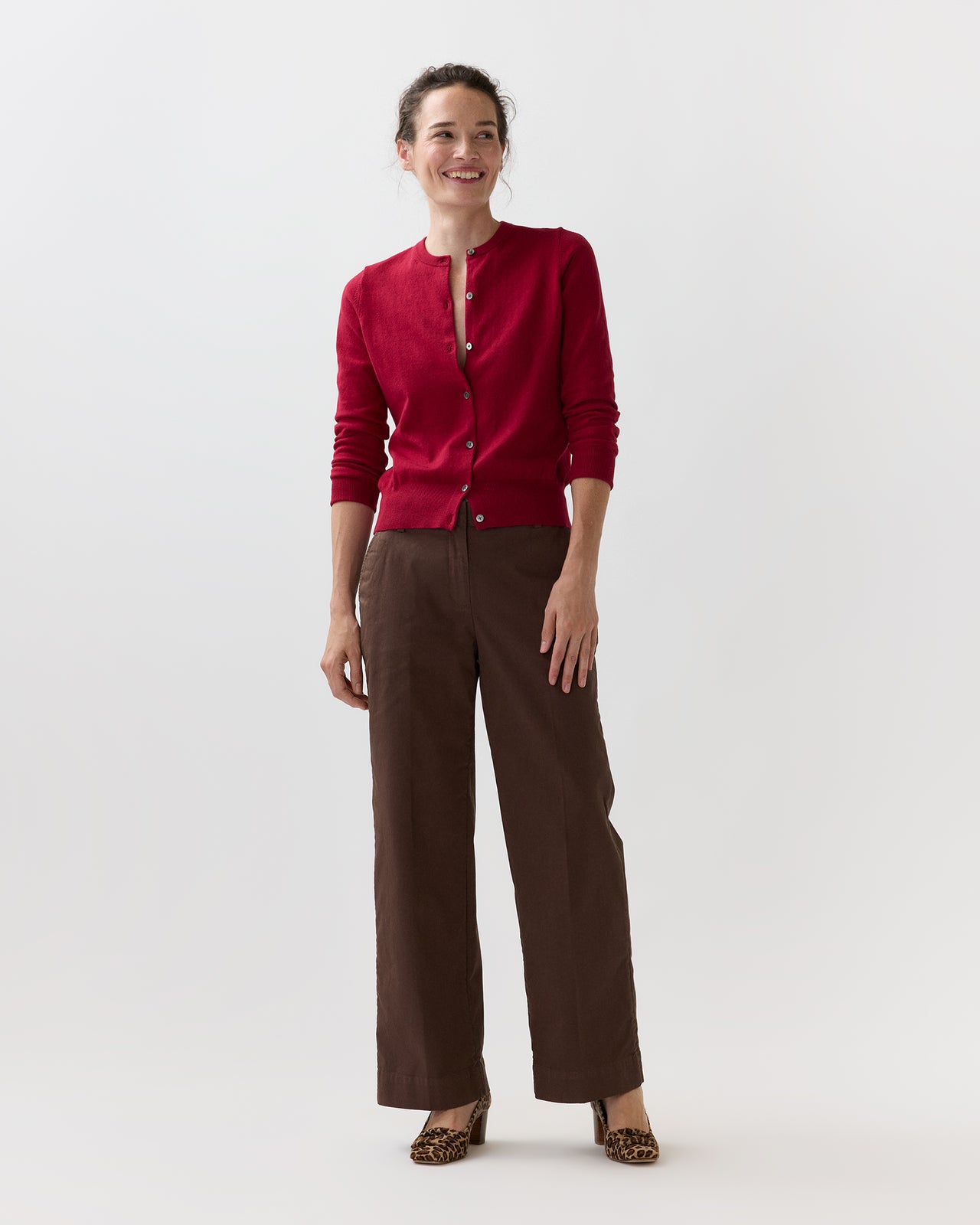 Rosie Cardigan in Deep Red Cotton/Cashmere
