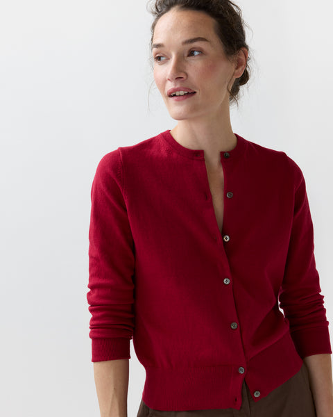 Rosie Cardigan Deep Red Cotton/Cashmere