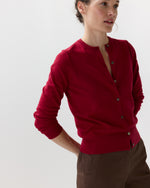 Load image into Gallery viewer, Rosie Cardigan in Deep Red Cotton/Cashmere
