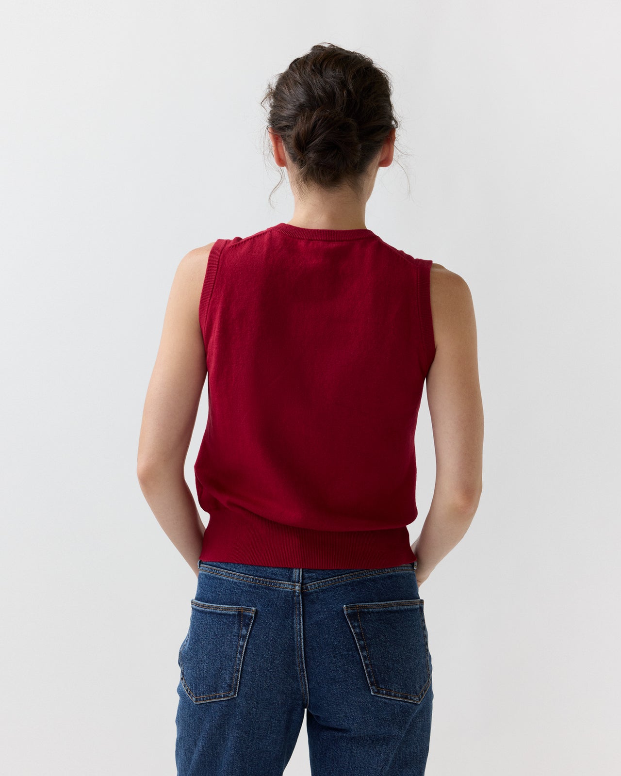 Rosie Shell in Deep Red Cotton/Cashmere