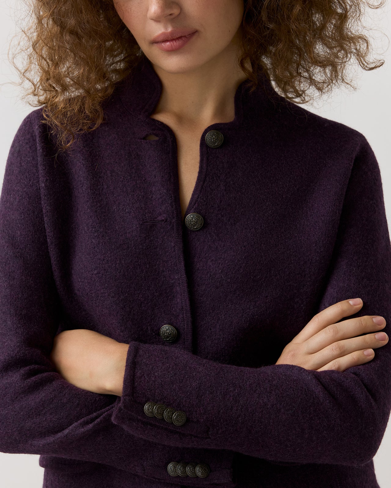 Tyrolean Jacket in Aubergine Extra Fine Merino Wool