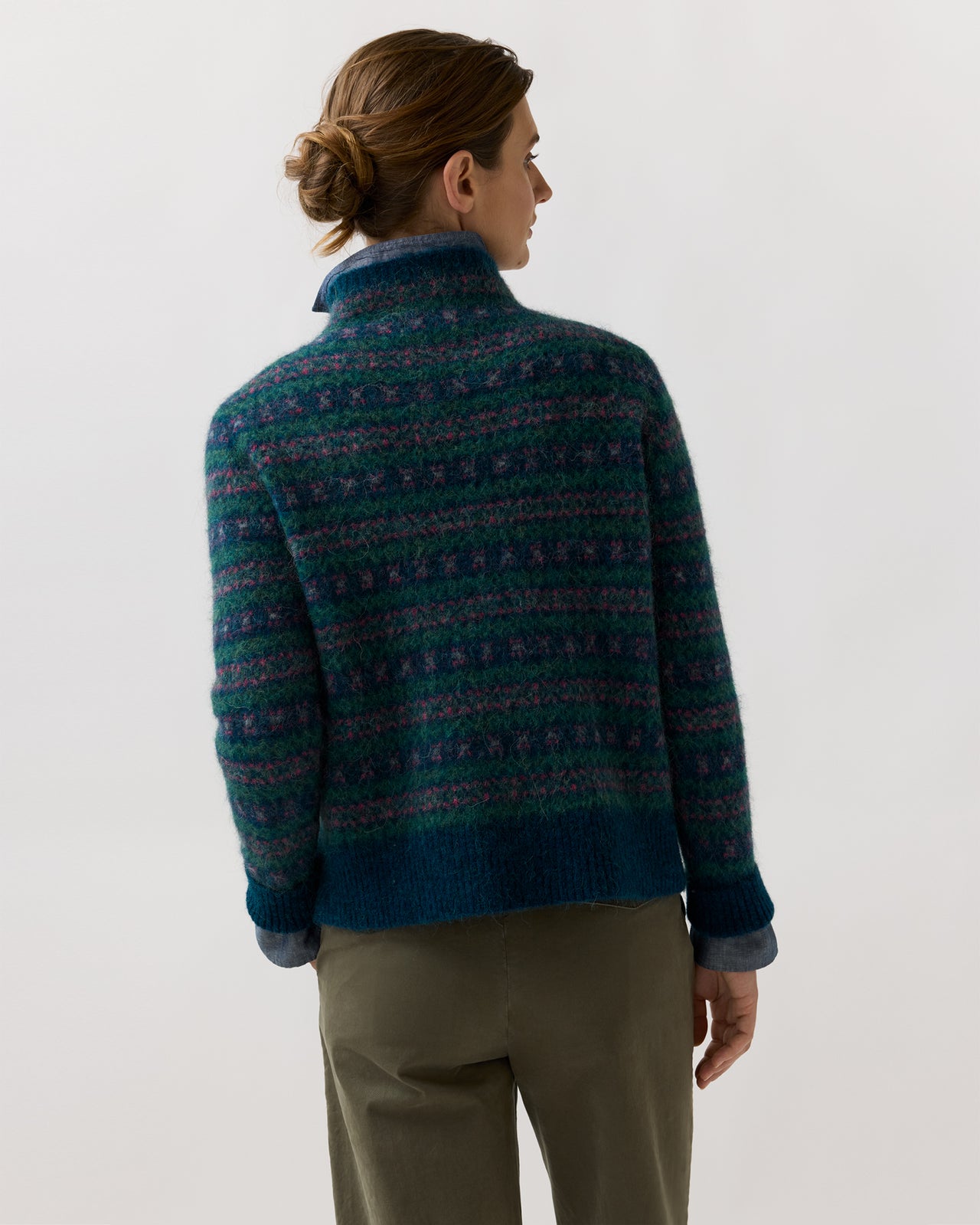 Vivie Fair Isle Sweater in Navy/Fuchsia Multi Alpaca/Wool