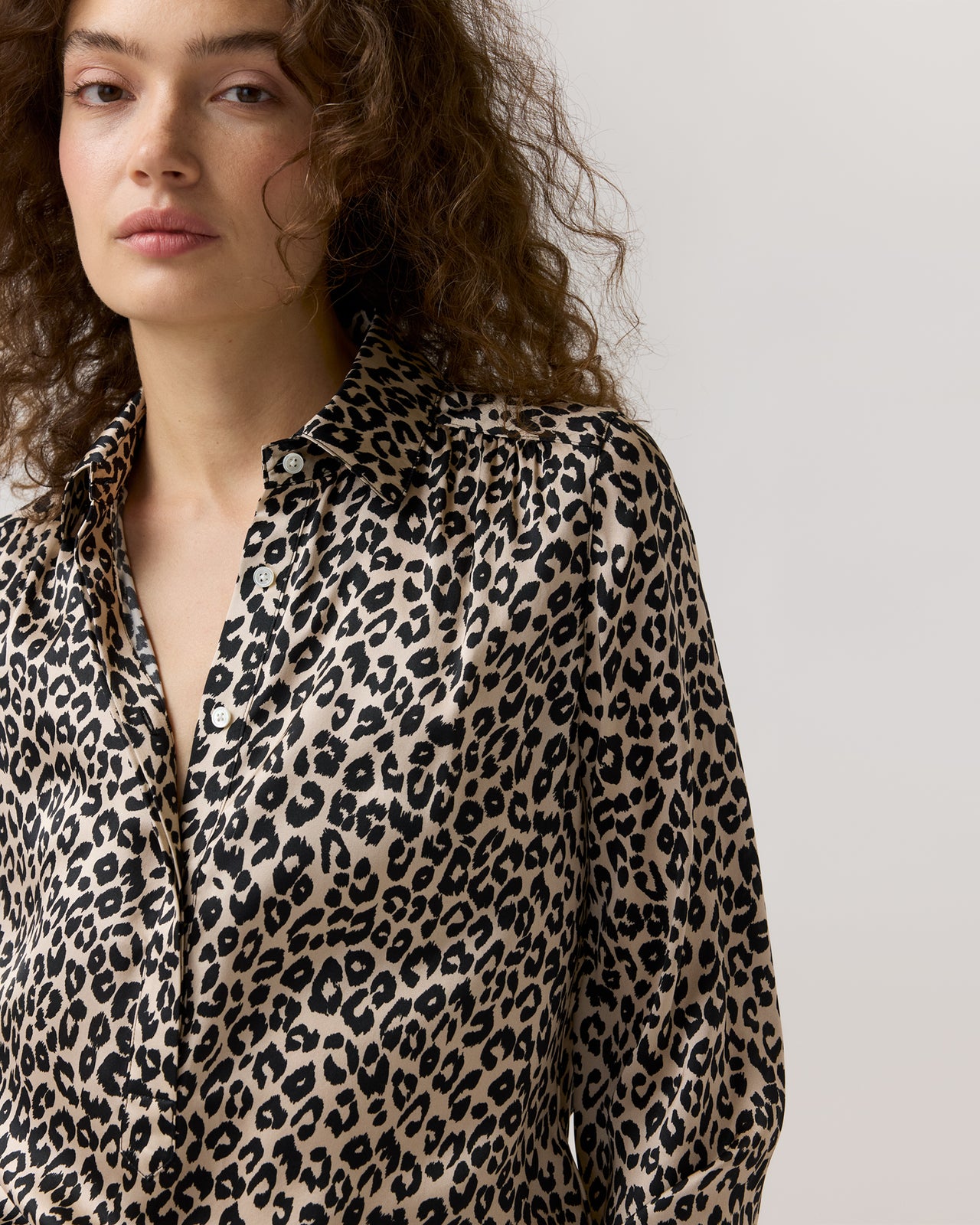 Natalia Blouse in Animal Print Silk Charmeuse