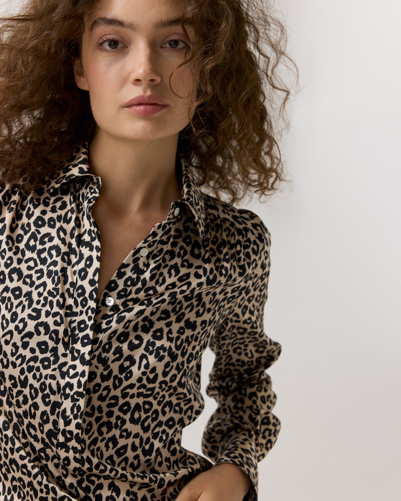 Natalia Blouse in Animal Print Silk Charmeuse