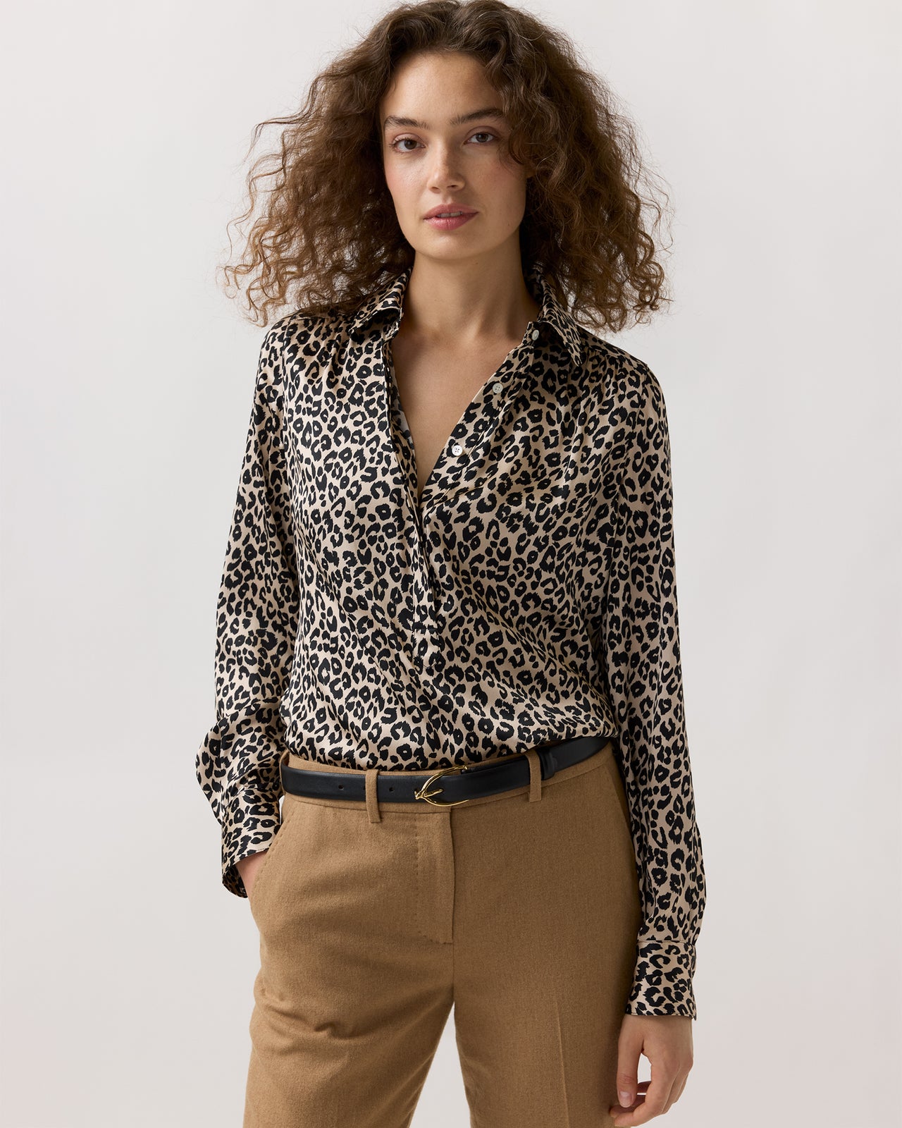 Natalia Blouse in Animal Print Silk Charmeuse