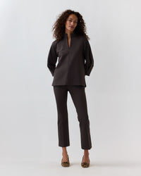 Faye Flare Cropped Pant in Coffee Bi-Stretch Tricotine