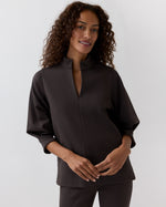 Load image into Gallery viewer, Violetta Tunic in Coffee Bi-Stretch Tricotine
