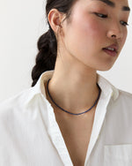 Load image into Gallery viewer, Tiny Beaded 14K Gold Necklace in Blue Sapphire
