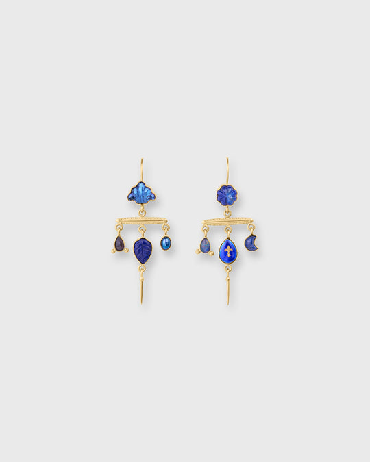 Victorian Pin Drop Earrings in Blue