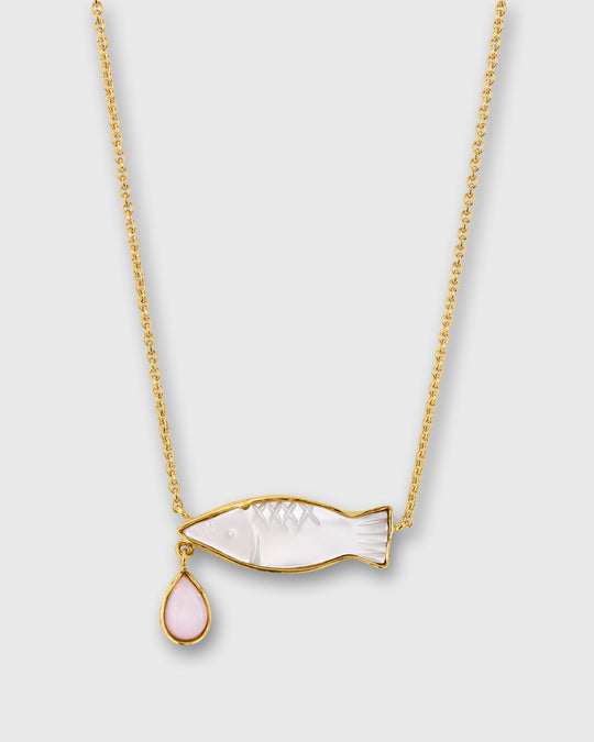 Fish Charm Necklace in Mother Of Pearl