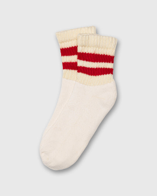 Retro Stripe Quarter Crew Socks in Red