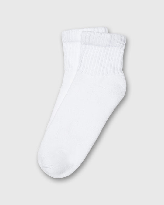 Solid Quarter Crew Socks in White