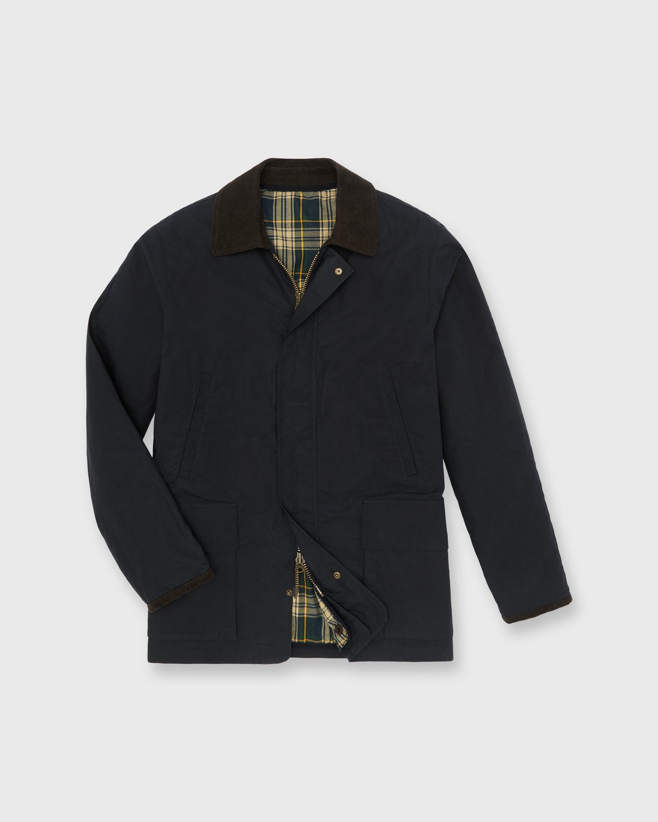 Cashpad Field Jacket in Navy Dry Waxed Poplin