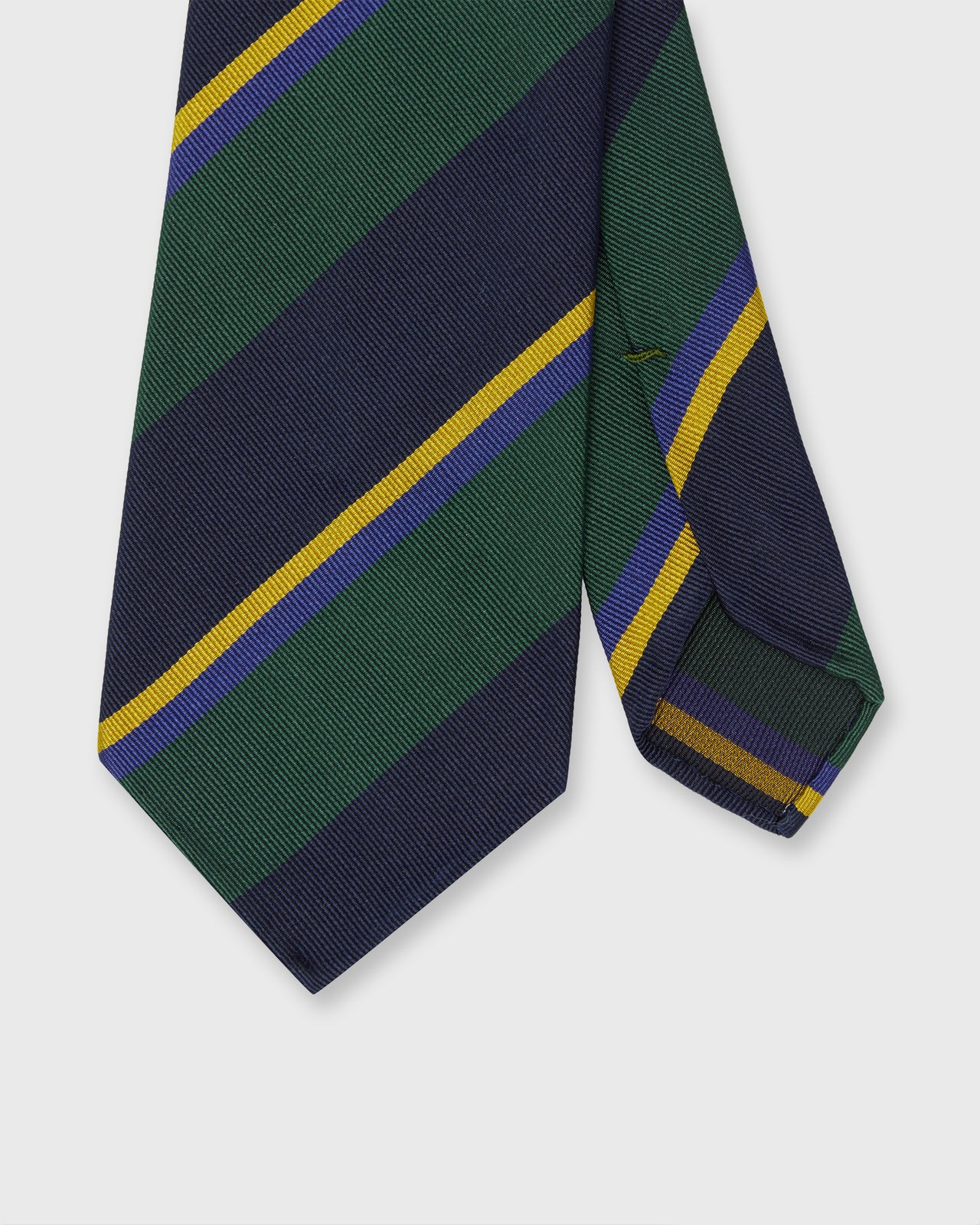 Silk Woven Tie in Navy/Forest/Blue Multi Stripe
