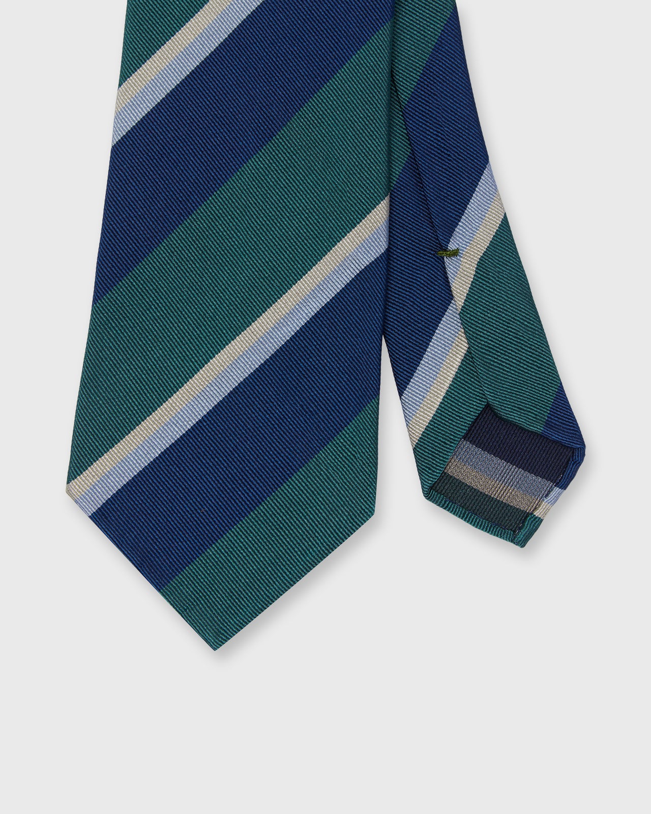 Silk Woven Tie in Navy/Sky/River Multi Stripe