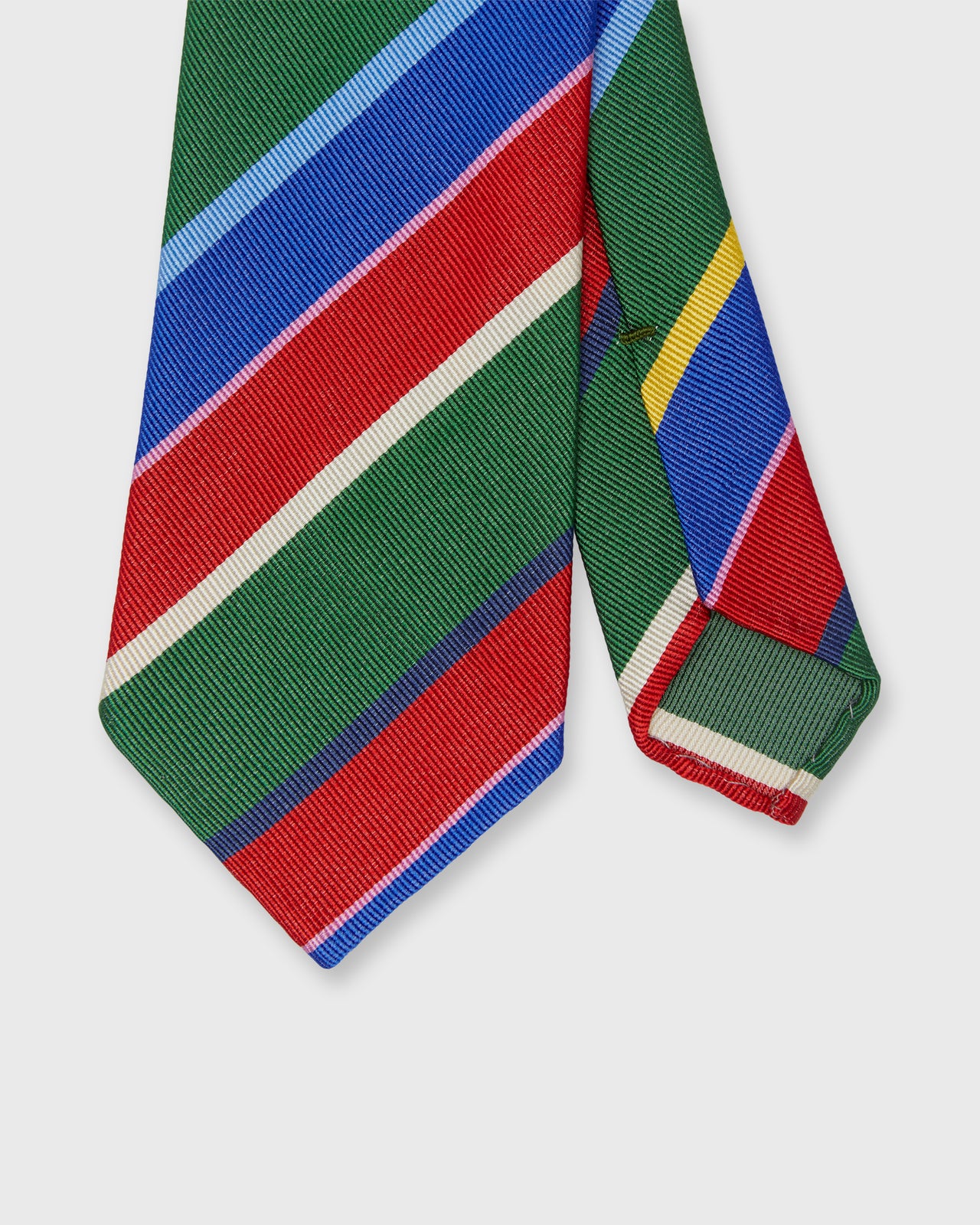 Silk Woven Tie in Green/Blue/Red Bold Multi Stripe