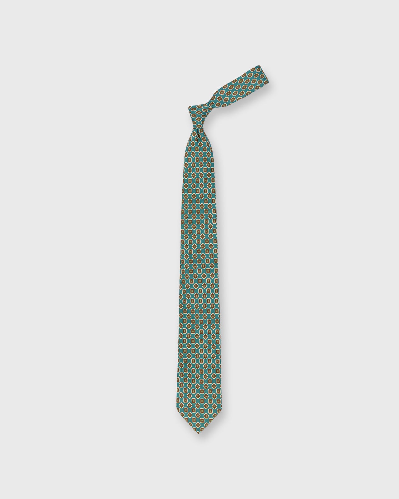 Silk Print Tie in Delph/Green/Merlot Foulard