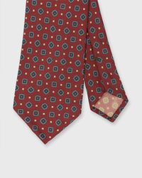 Silk Print Tie in Brick/Slate/Steel Medallion
