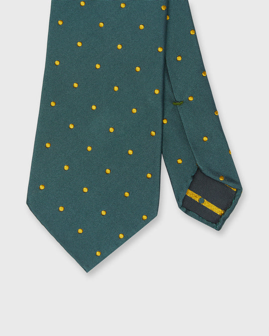 Silk Woven Tie in Spruce/Yellow Dot