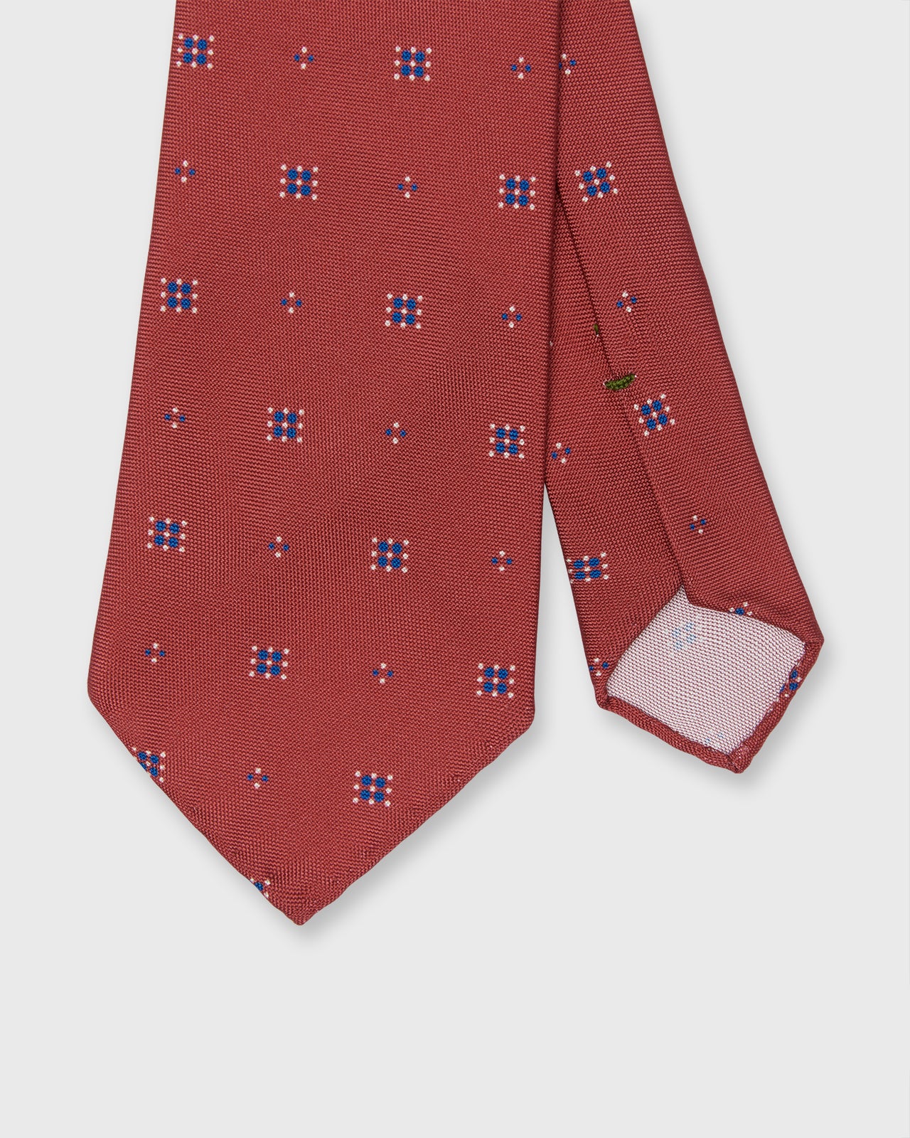 Silk Print Tie in Raspberry/Blue Dot Foulard