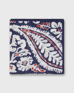 Load image into Gallery viewer, Linen/Cotton Print Pocket Square in Navy/Chalk/Red Large Paisley
