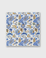 Load image into Gallery viewer, Linen/Cotton Print Pocket Square in Chalk/Navy Botanical
