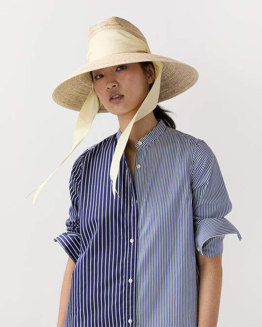 The Hollyhock Hat in Ivory Wide & Short Ribbon