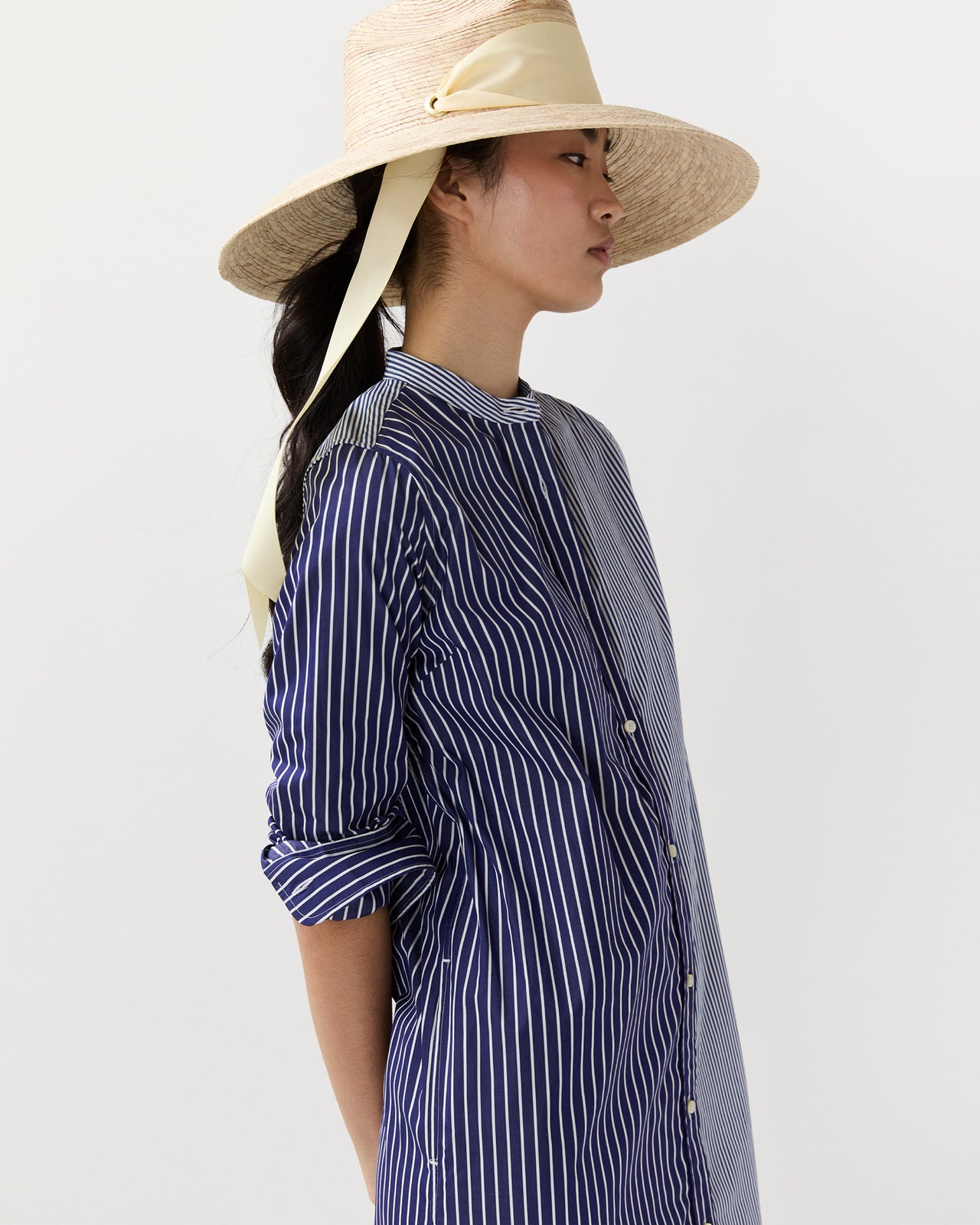 The Hollyhock Hat in Ivory Wide & Short Ribbon