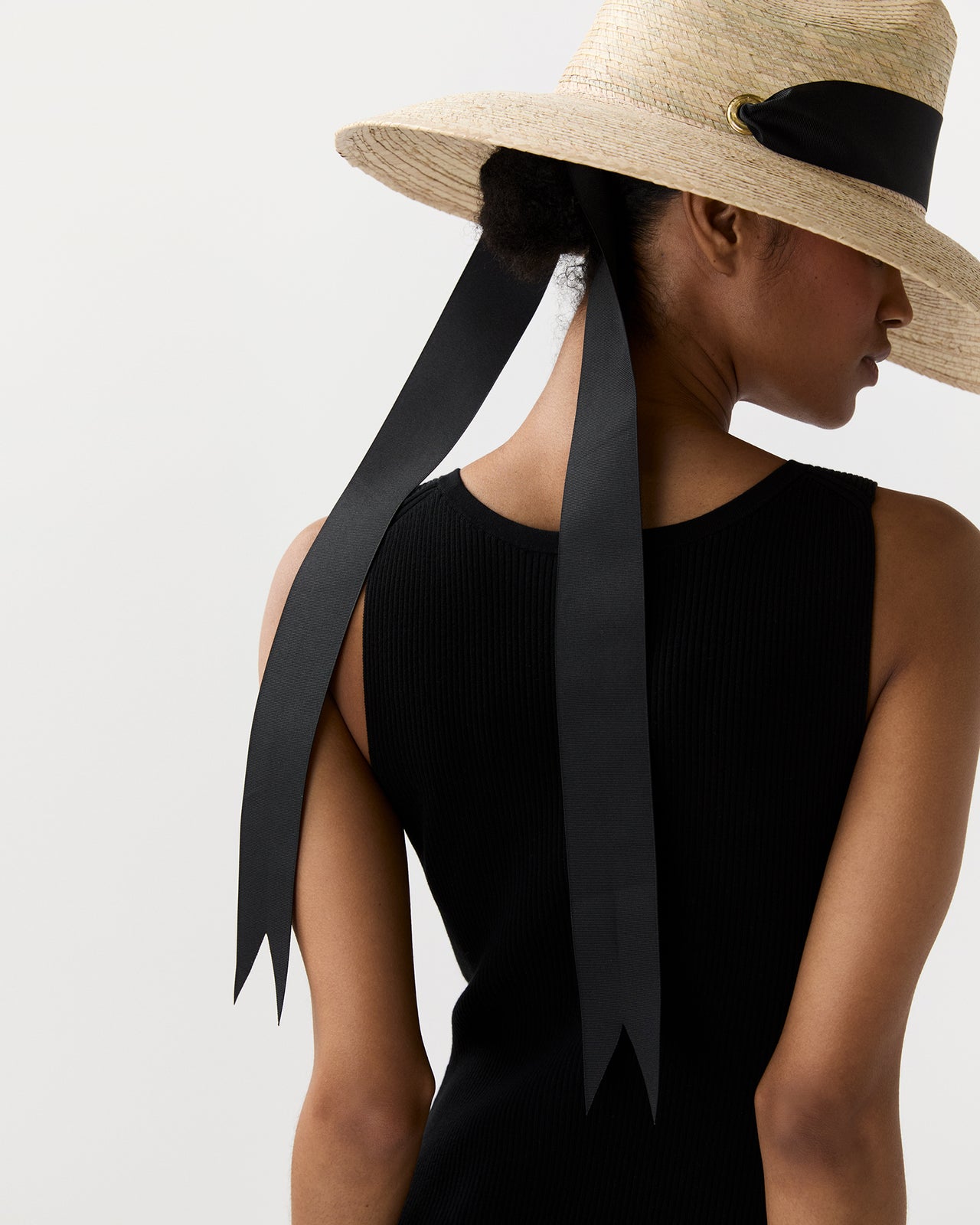 The Hollyhock Hat in Black Long Ribbon