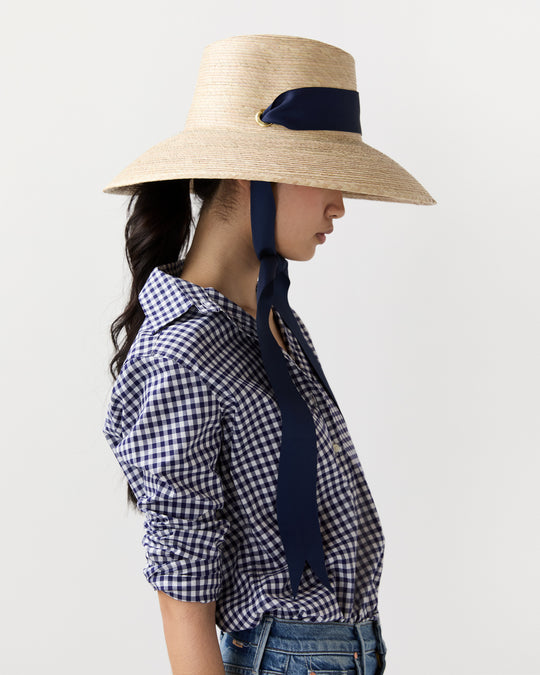 The Wildflower Hat in Navy Long Ribbon