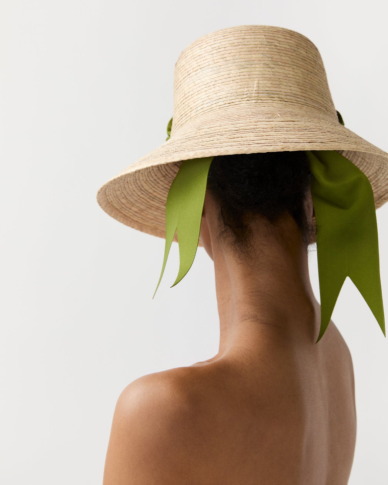 The Clematis Hat in Olive Wide & Short Ribbon