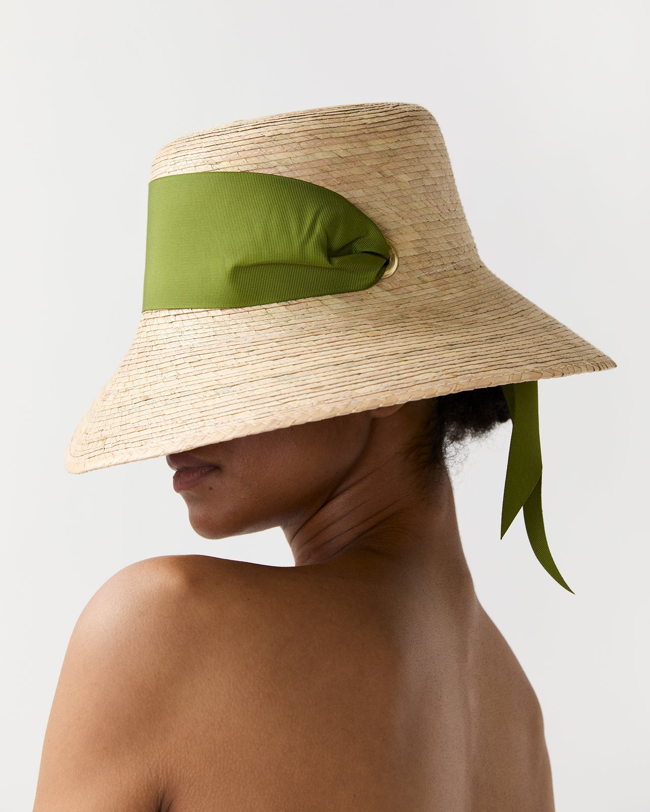 The Clematis Hat in Olive Wide & Short Ribbon