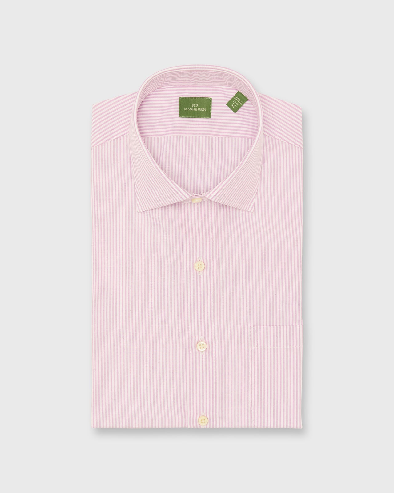 Spread Collar Dress Shirt in Pink Stripe End-On-End