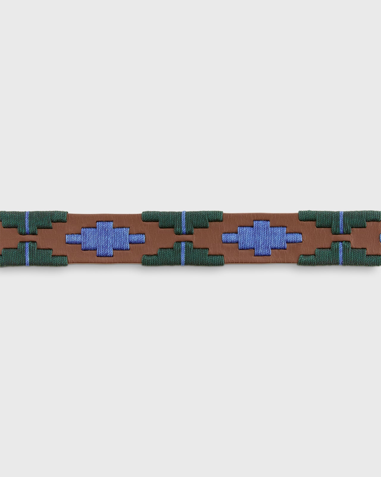 1 1/8" Polo Belt in Blue/Forest Medium Brown Leather