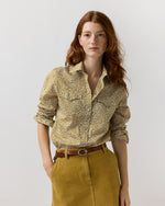 Load image into Gallery viewer, Western Shirt in Gold Feather Meadow Liberty Fabric
