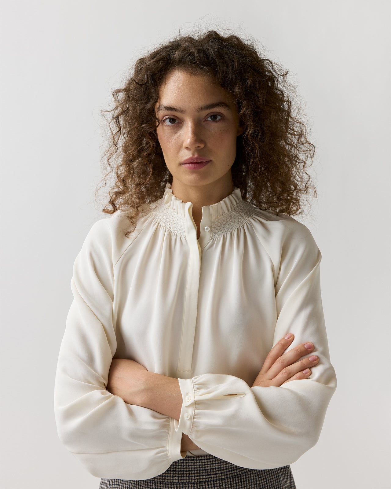Wendy Blouse in Ivory Silk Crepe De Chine