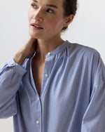 Load image into Gallery viewer, Sunny Blouse in Blue Small Bengal Stripe Poplin
