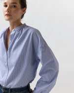 Load image into Gallery viewer, Sunny Blouse in Blue Small Bengal Stripe Poplin
