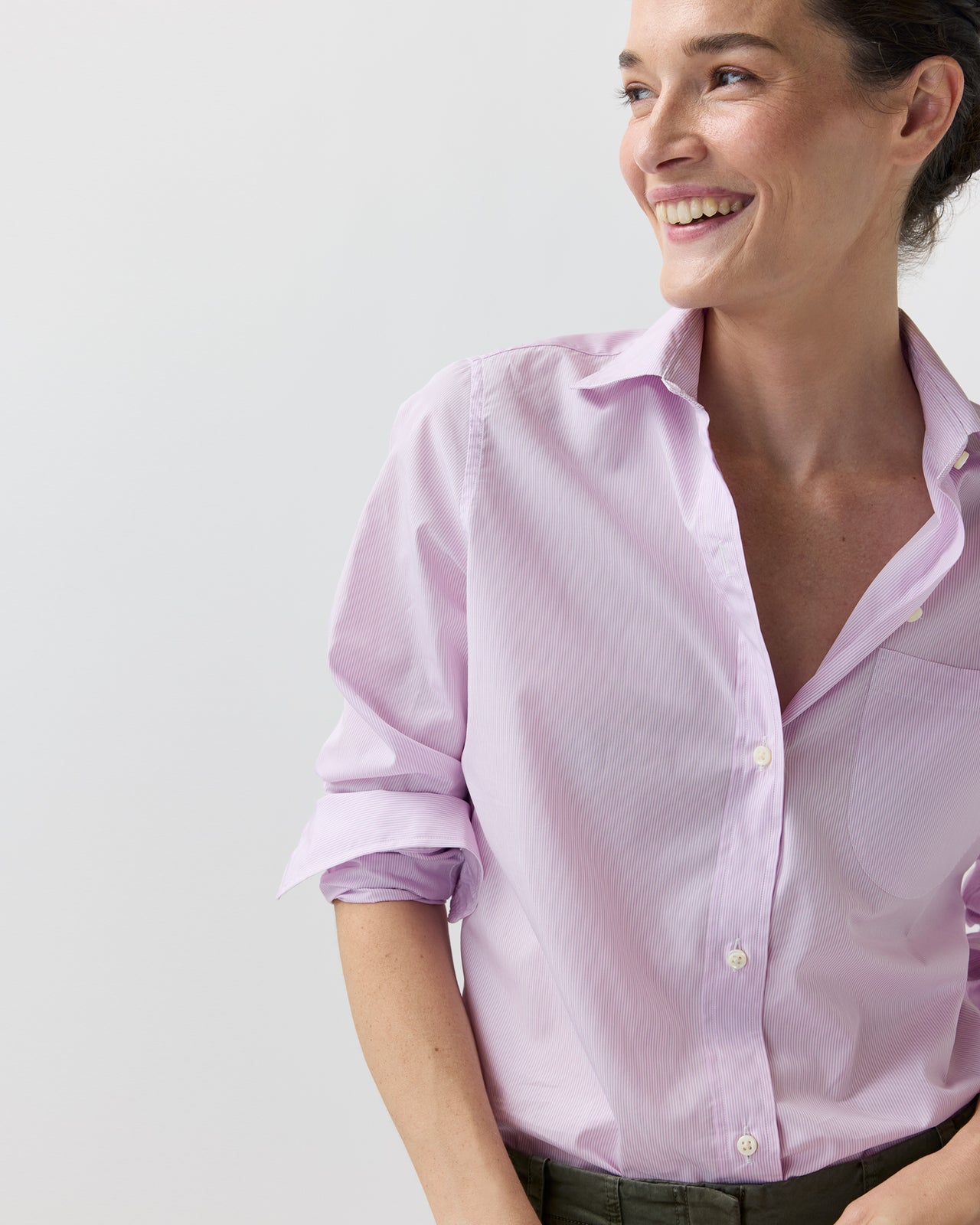 Sidney Shirt in Pink/White Hairline Stripe Poplin