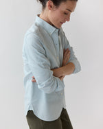 Load image into Gallery viewer, Schoolgirl Shirt in Green/White University Stripe Oxford

