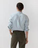 Load image into Gallery viewer, Schoolgirl Shirt in Green/White University Stripe Oxford
