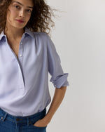 Load image into Gallery viewer, Natalia Blouse in Pale Lavender Silk Crepe De Chine
