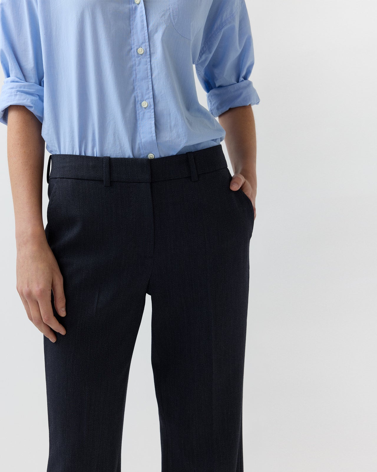 Lane Pant in Heather Navy Cavalry Twill